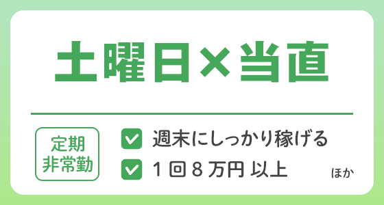 【定期非常勤】土曜日×当直の求人特集